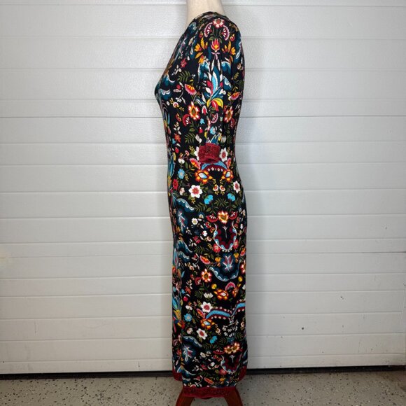 Alice + Olivia Santa Monica Delora Floral Crewneck Midi Dress - Size 6 - Picture 3 of 10